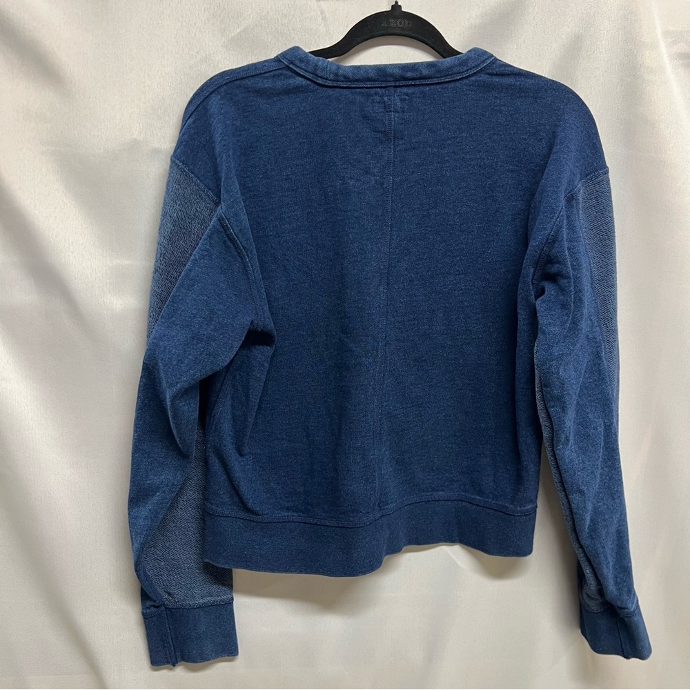 Rag & Bone Indigo Cotton Blend Crewneck Relaxed Fit Terry Sweatshirt Medium - Picture 4 of 8